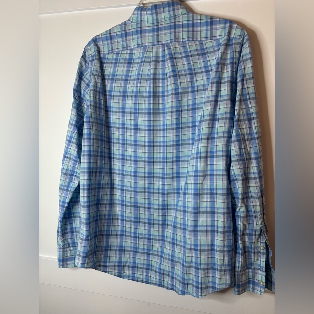 Vineyard Vines Light Blue and Green Plaid Shirt size medium - Picture 2 of 4